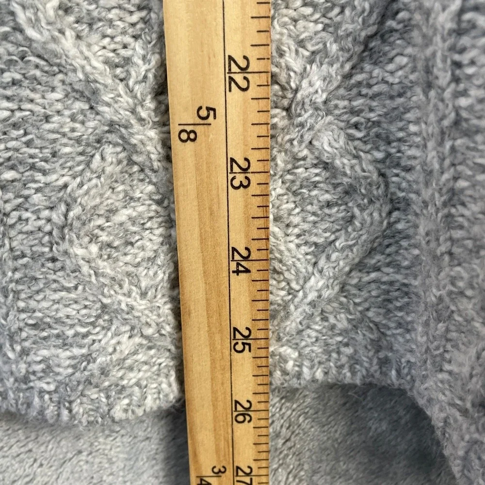 CAbi Horizon Sweater Medium Gray Style‎ 3848 Cable Knit Boxy Pullover Slouchy